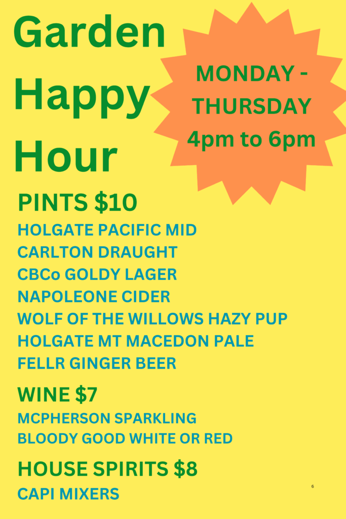 Happy Hour from Monday to Thursday!