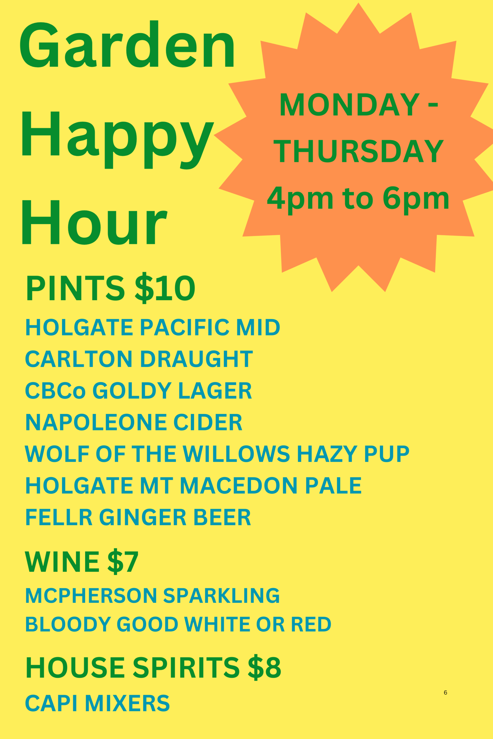 Happy Hour from Monday to Thursday!
